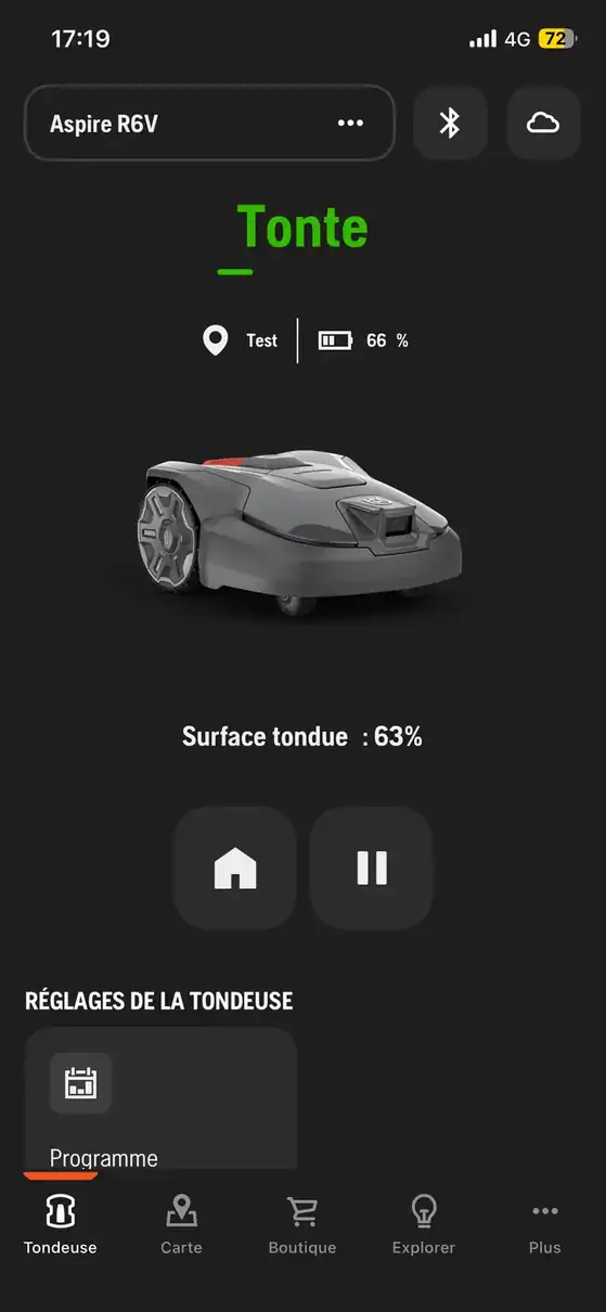 Deuxième essai R6V à une heure : 66 % de batterie et 63 % de progression