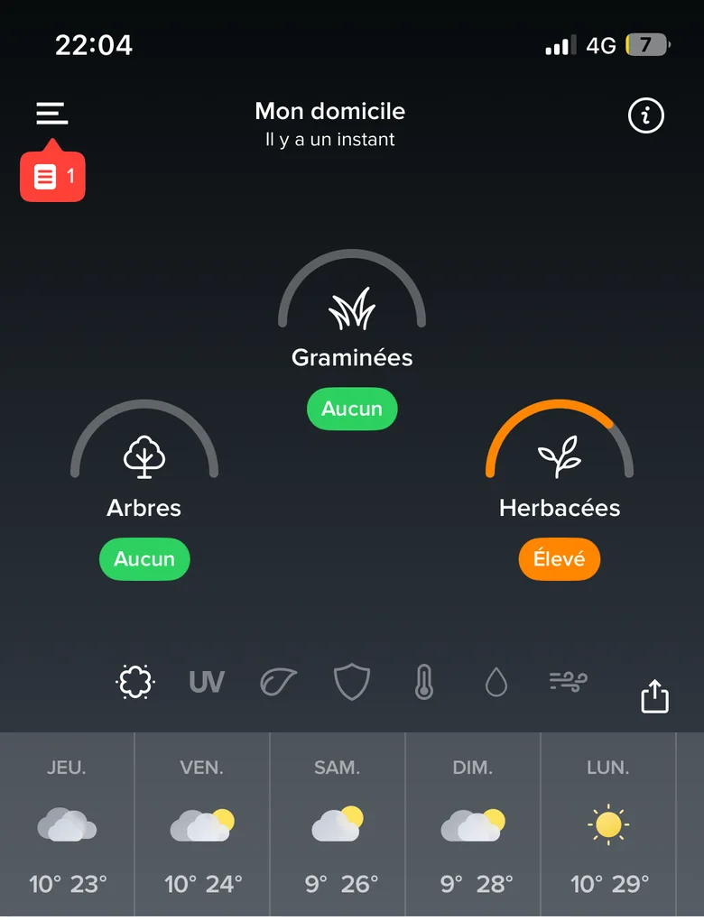 Écran pollens Netatmo