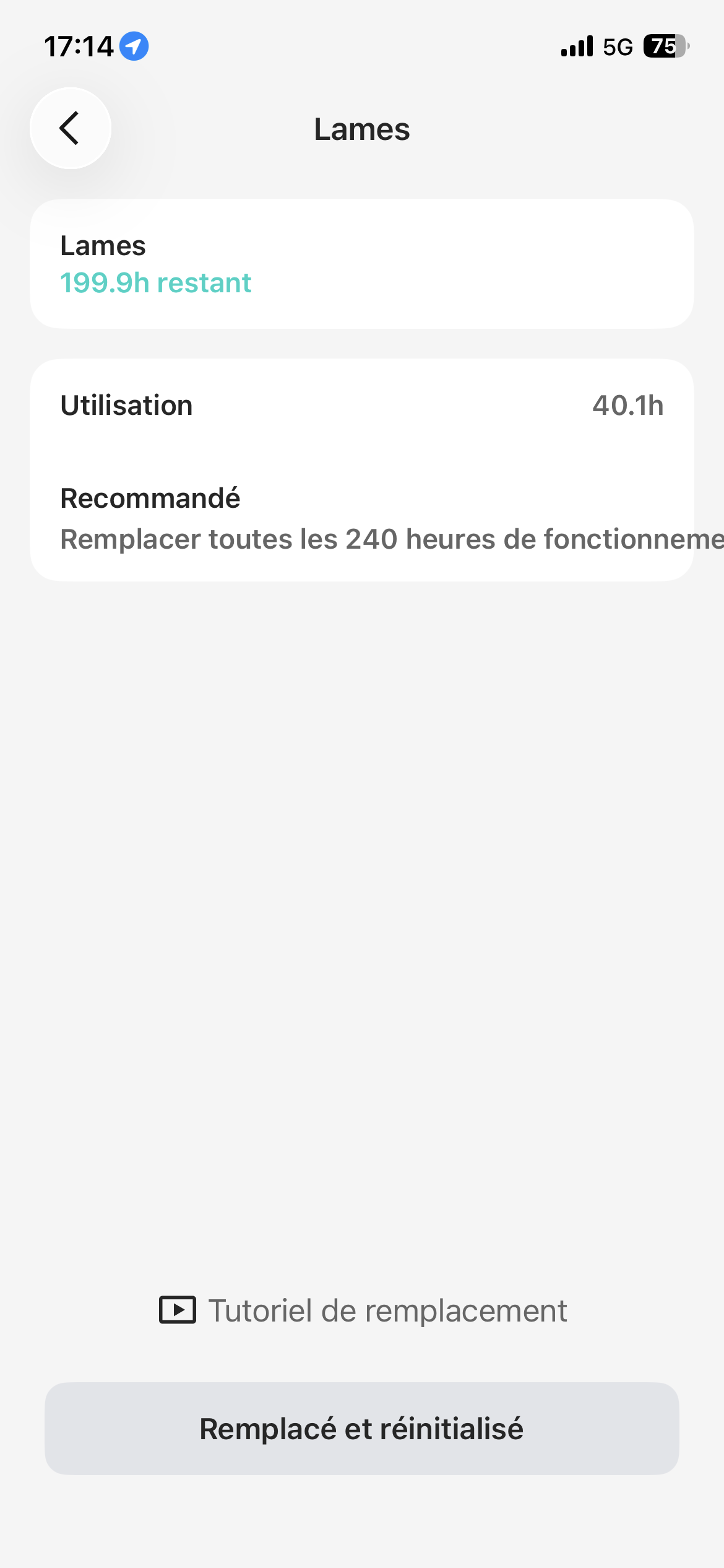 Écran d’entretien des lames TerraMow V1000