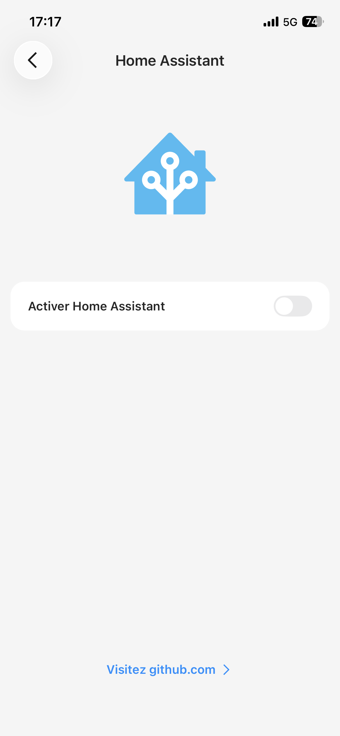 Écran Home Assistant dans l’application TerraMow