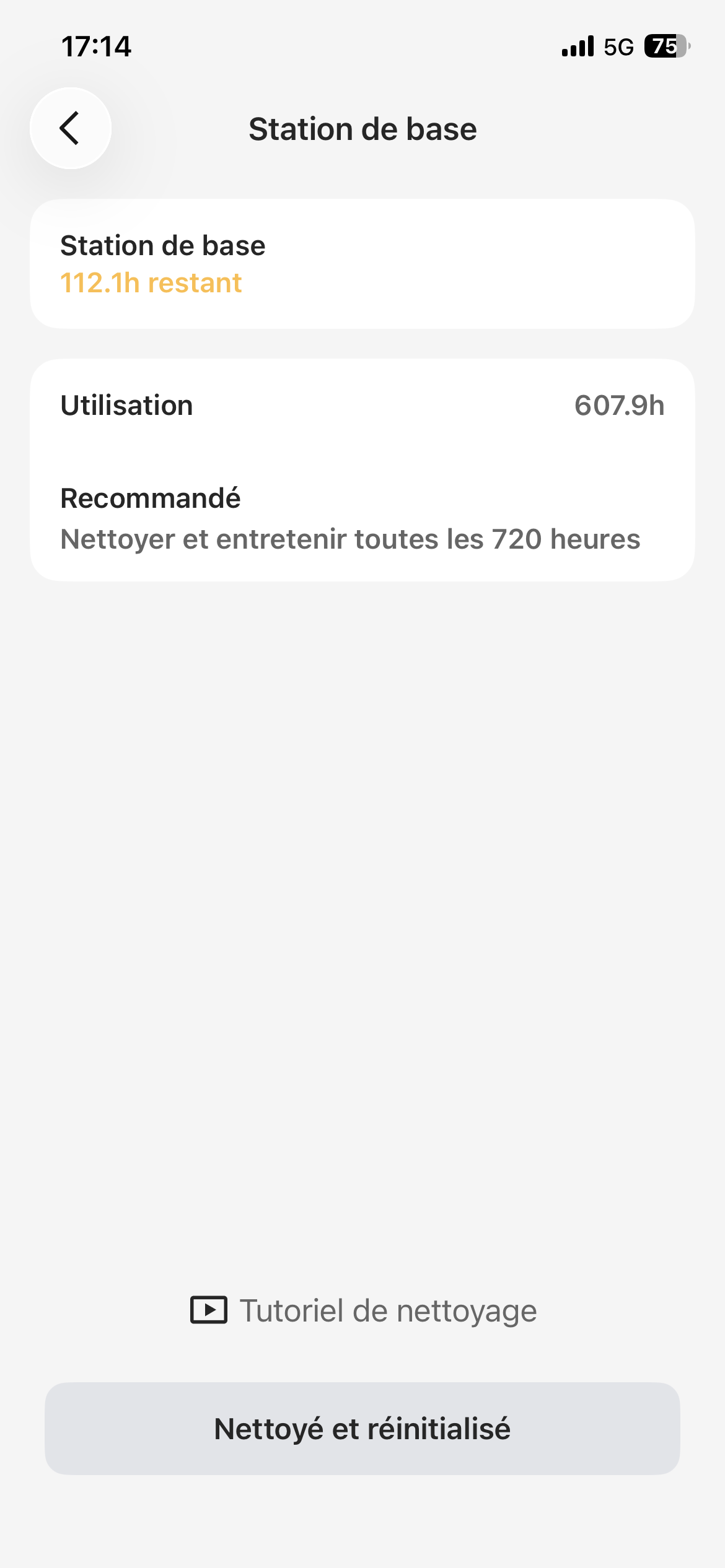Écran d’entretien de la station de base TerraMow V1000
