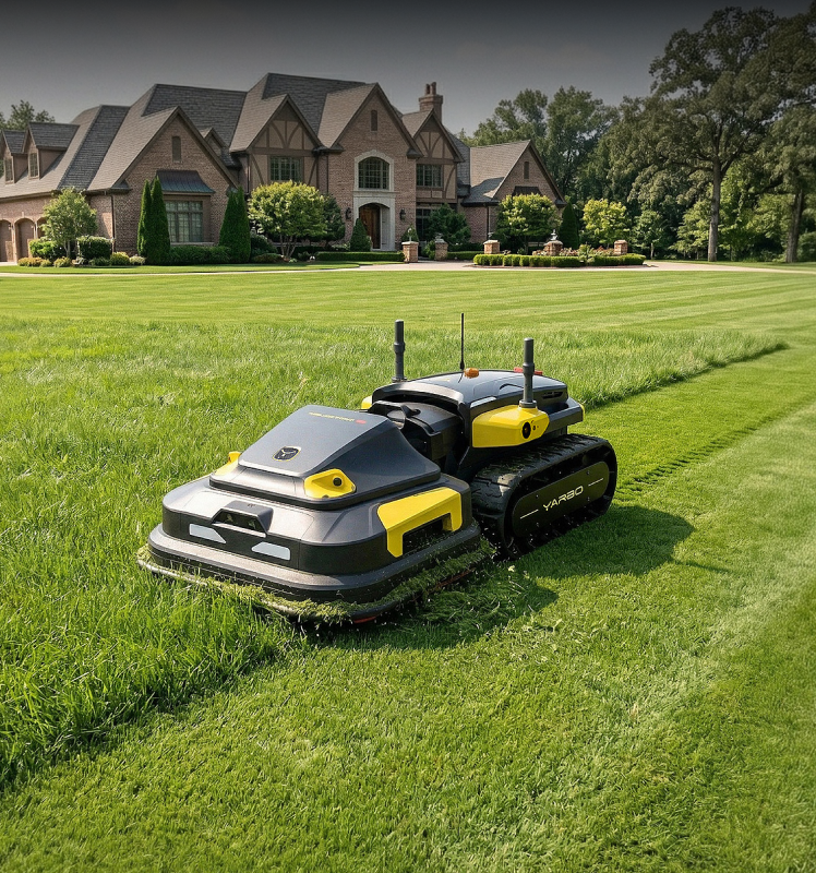 Yarbo Lawn Mower Pro en tonte sur une grande pelouse